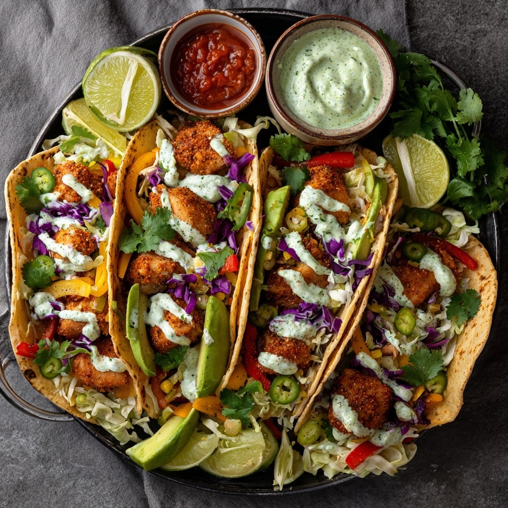 Sheet Pan Fish Tacos: Quick, Flavorful, and Perfect for Busy Nights 8 Assembled sheet pan fish tacos with toppings